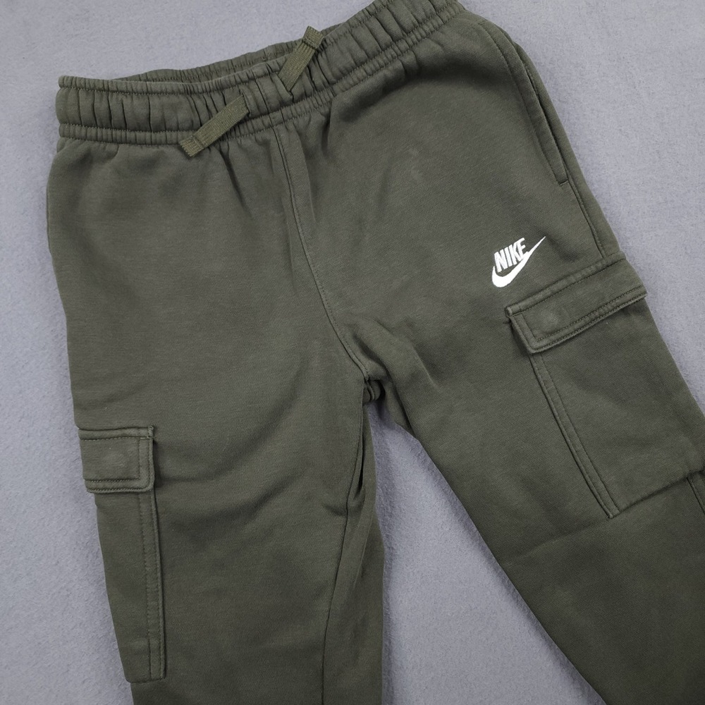 Nike Cargo Pants Girls M Medium Olive Green Fleece Joggers Sportswear Club